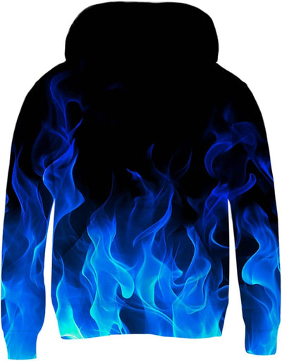 Shaan Dynasty – Boys' Blue Smoke Hoodie – Fashion Fire Sweatshirt for Kids (7-8 Years) - Shaan Dynasty 