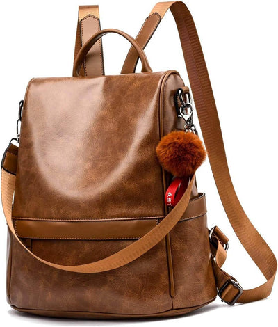 Shaan Dynasty Women’s Anti-Theft PU Leather Backpack – Casual 3-in-1 Shoulder Purse Satchel (Beige) - Shaan Dynasty 