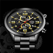 Shaan Dynasty 2025 Men’s Luxury Quartz Watch – Stainless Steel Case, Leather Strap, Calendar & Luminous Sports Design - Shaan Dynasty 