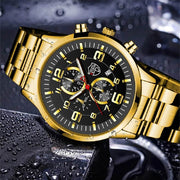 Shaan Dynasty 2025 Men’s Luxury Quartz Watch – Stainless Steel Case, Leather Strap, Calendar & Luminous Sports Design - Shaan Dynasty 