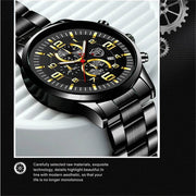 Shaan Dynasty 2025 Men’s Luxury Quartz Watch – Stainless Steel Case, Leather Strap, Calendar & Luminous Sports Design - Shaan Dynasty 