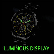 Shaan Dynasty 2025 Men’s Luxury Quartz Watch – Stainless Steel Case, Leather Strap, Calendar & Luminous Sports Design - Shaan Dynasty 