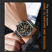 Shaan Dynasty 2025 Men’s Luxury Quartz Watch – Stainless Steel Case, Leather Strap, Calendar & Luminous Sports Design - Shaan Dynasty 