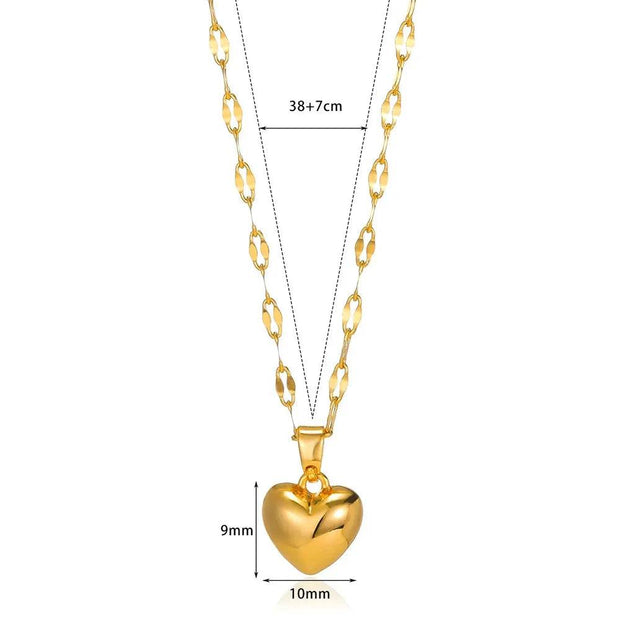 Shaan Dynasty 2025 Heart Pendant Necklace – Stainless Steel Lip Chain Jewelry for Women - Shaan Dynasty 