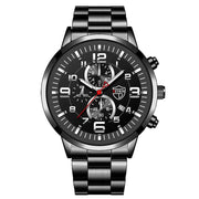 Shaan Dynasty 2025 Men’s Luxury Quartz Watch – Stainless Steel Case, Leather Strap, Calendar & Luminous Sports Design - Shaan Dynasty 