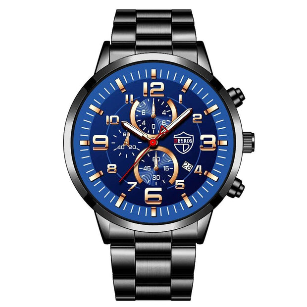 Shaan Dynasty 2025 Men’s Luxury Quartz Watch – Stainless Steel Case, Leather Strap, Calendar & Luminous Sports Design - Shaan Dynasty 