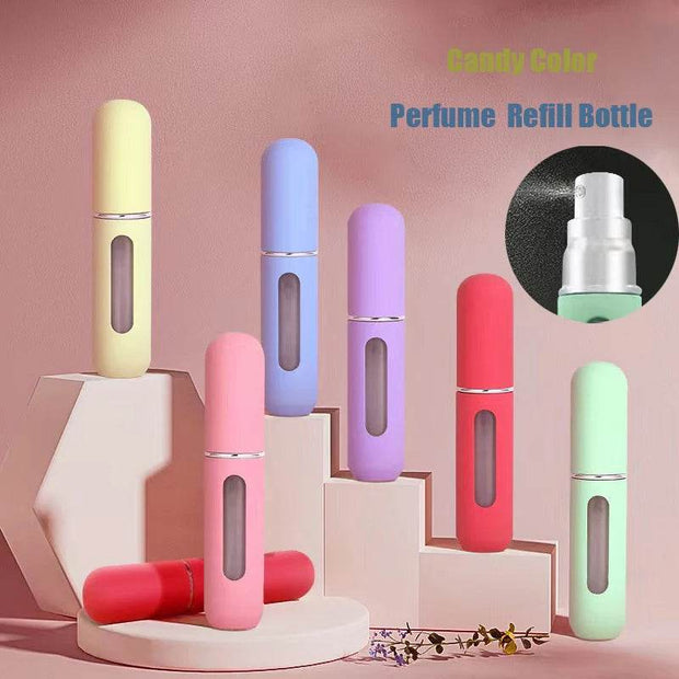 Candy Color Mini Travel Perfume Bottle – Refillable Bottom Filling Spray Bottle for Cosmetics - Shaan Dynasty 