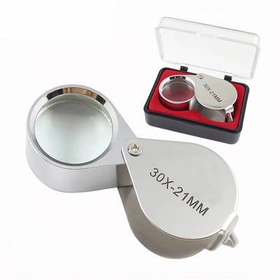 Portable Folding Jewelry Loupe – 30X Magnifying Glass with Metal Frame for Jewelers & Collectors - Shaan Dynasty 