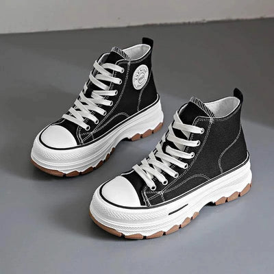 Shaan Dynasty Women’s High-Top Canvas Sneakers – Platform Height, Non-Slip & Spring-Ready (2025) - Shaan Dynasty 