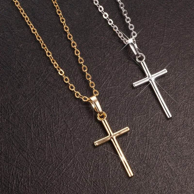 Shaan Dynasty Gold & Black Crystal Cross Necklace – Unisex Pendant Jewelry - Shaan Dynasty 