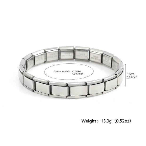 Shaan Dynasty Square-Link Stainless Steel Bracelet – Unisex Stretchable Hip-Hop Jewelry - Shaan Dynasty 