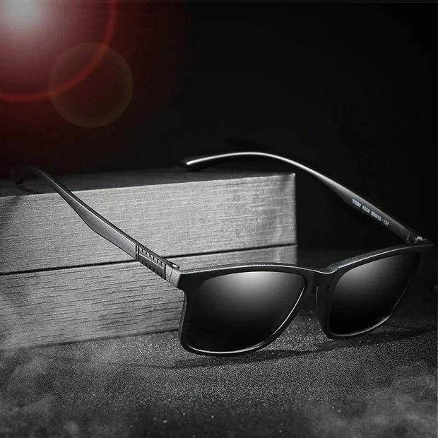 Luxury Polarized Sunglasses for Men – Vintage Square TR90 Frame, Ultra-Light UV400 Driving & Fishing Eyewear - Shaan Dynasty 