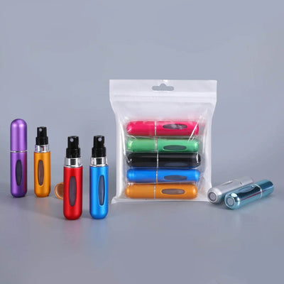 5pcs 5ml Mini Refillable Perfume Atomizer – Portable Aluminum Spray Bottle for Travel & Fragrance - Shaan Dynasty 