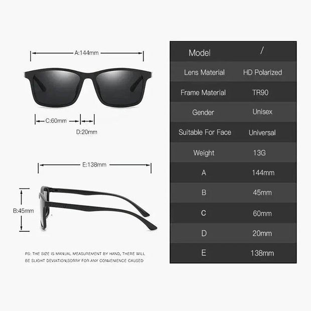 Luxury Polarized Sunglasses for Men – Vintage Square TR90 Frame, Ultra-Light UV400 Driving & Fishing Eyewear - Shaan Dynasty 