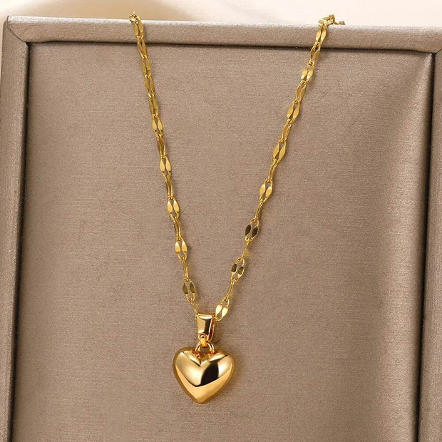Shaan Dynasty 2025 Heart Pendant Necklace – Stainless Steel Lip Chain Jewelry for Women - Shaan Dynasty 