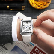 Shaan Dynasty 2025 Men’s Rectangle Quartz Watch – Designer Leather Strap, Luxury Business Wristwatch - Shaan Dynasty 