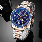 Shaan Dynasty 2025 Men’s Luxury Quartz Watch – Stainless Steel Case, Leather Strap, Calendar & Luminous Sports Design - Shaan Dynasty 