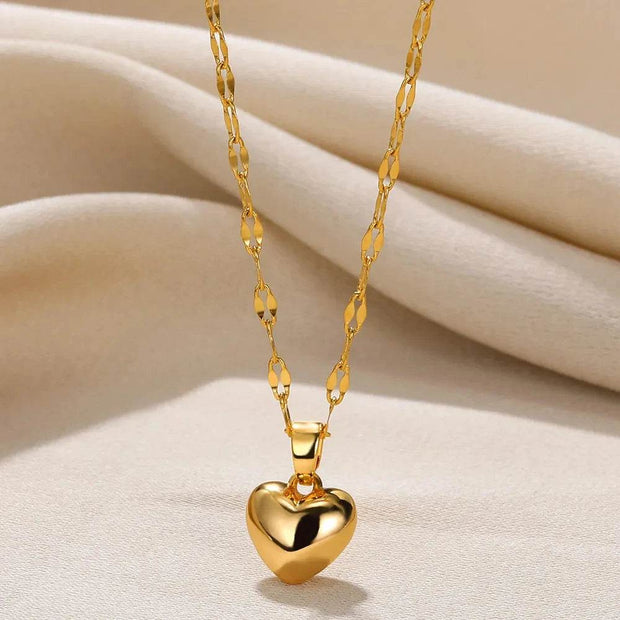 Shaan Dynasty 2025 Heart Pendant Necklace – Stainless Steel Lip Chain Jewelry for Women - Shaan Dynasty 