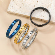 Shaan Dynasty Square-Link Stainless Steel Bracelet – Unisex Stretchable Hip-Hop Jewelry - Shaan Dynasty 