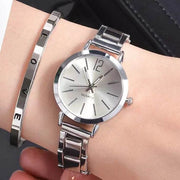 Shaan Dynasty 2PCS Women’s Luxury Watch & Bracelet Set – Quartz Gold Wristwatch with Hollow Strap & Minimalist Dial - Shaan Dynasty 