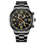 Shaan Dynasty 2025 Men’s Luxury Quartz Watch – Stainless Steel Case, Leather Strap, Calendar & Luminous Sports Design - Shaan Dynasty 