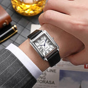 Shaan Dynasty 2025 Men’s Rectangle Quartz Watch – Designer Leather Strap, Luxury Business Wristwatch - Shaan Dynasty 