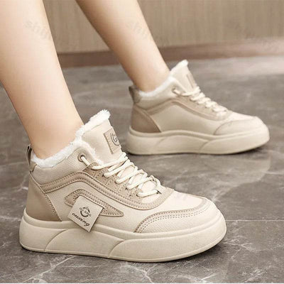 Shaan Dynasty Women’s High-Top Winter Sneakers – 2025 Plush, Warm & Lace-Up Style - Shaan Dynasty 