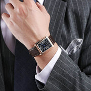 Shaan Dynasty 2025 Men’s Rectangle Quartz Watch – Designer Leather Strap, Luxury Business Wristwatch - Shaan Dynasty 