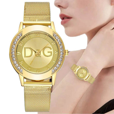 Shaan Dynasty 2025 Women’s Luxury Quartz Watch – Diamond Accents, Gold Mesh Strap, Minimalist Digital-Inspired Design - Shaan Dynasty 