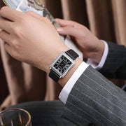 Shaan Dynasty 2025 Men’s Rectangle Quartz Watch – Designer Leather Strap, Luxury Business Wristwatch - Shaan Dynasty 
