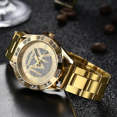 Shaan Dynasty Women’s Luxury Crystal Watch – 2025 Gold Stainless Steel Elegance - Shaan Dynasty 