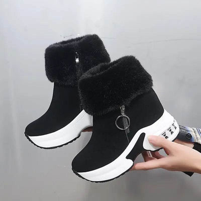 Shaan Dynasty Women’s Winter Platform Snow Boots – Warm Lace-Up Ankle Style - Shaan Dynasty 