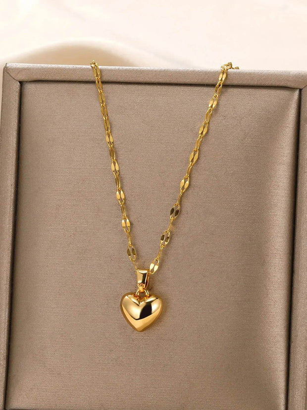 Shaan Dynasty 2025 Heart Pendant Necklace – Stainless Steel Lip Chain Jewelry for Women - Shaan Dynasty 
