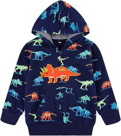 Shaan Dynasty Toddler Boys’ Dinosaur Hoodie – Cool Zip-Up Sweatshirt for 1–7 Year Olds - Shaan Dynasty 