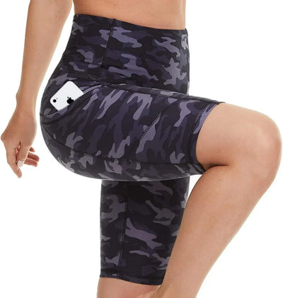 Shaan Dynasty High-Waisted Yoga Biker Shorts – 5" Inseam with Pockets - Shaan Dynasty 