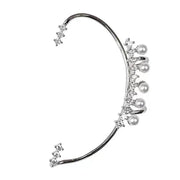 Shaan Dynasty Silver Pearl Ear Cuff – No Piercing Vintage Crystal Zircon Clip-On Earring for Women - Shaan Dynasty 